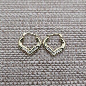 Gold Over Sterling Silver Crystal Heart Dangle Earrings A2038
